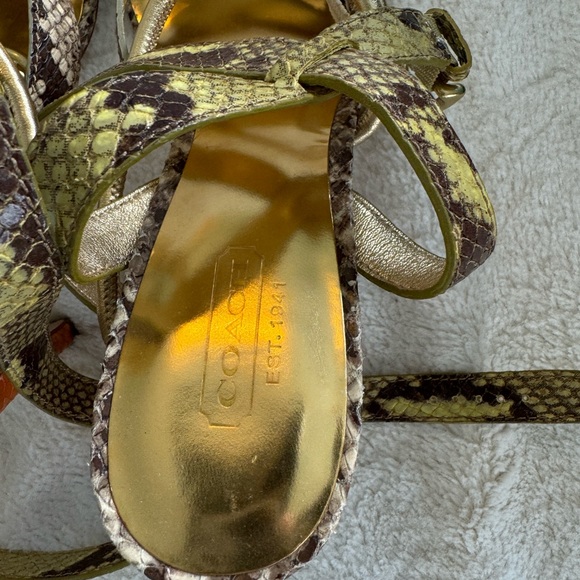 Coach high heel sandals with multi colored snake skin. - Picture 4 of 6